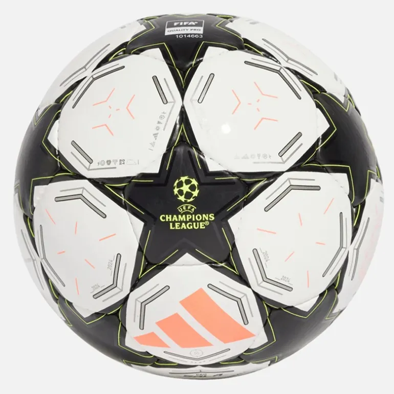 adidas UEFA Champions League 24/25 Pro Sala Spiel Futsal (FIFA Qualität Pro zertifiziert) Weiß/Schwarz/Platinum Metallic/Team Solar Yellow