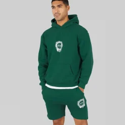 Avant Garde Herren Fausser Hoodie Und Shorts Set Emerald