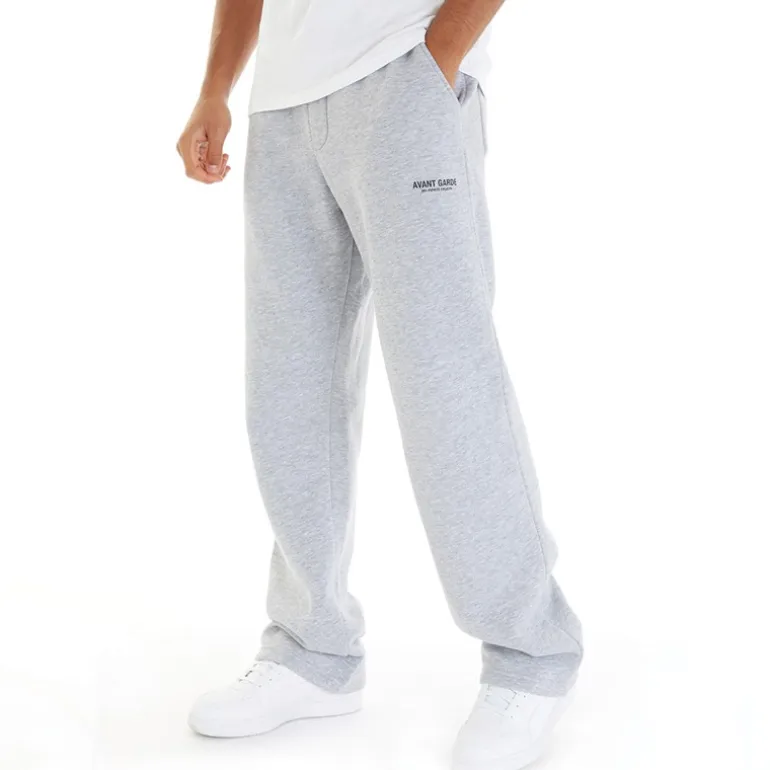 Avant Garde Herren Jogginghose Gerade Schnitt Hell Grau Melange