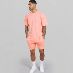 Avant Garde Herren Kreativ T Shirt Und Shorts Set Coral