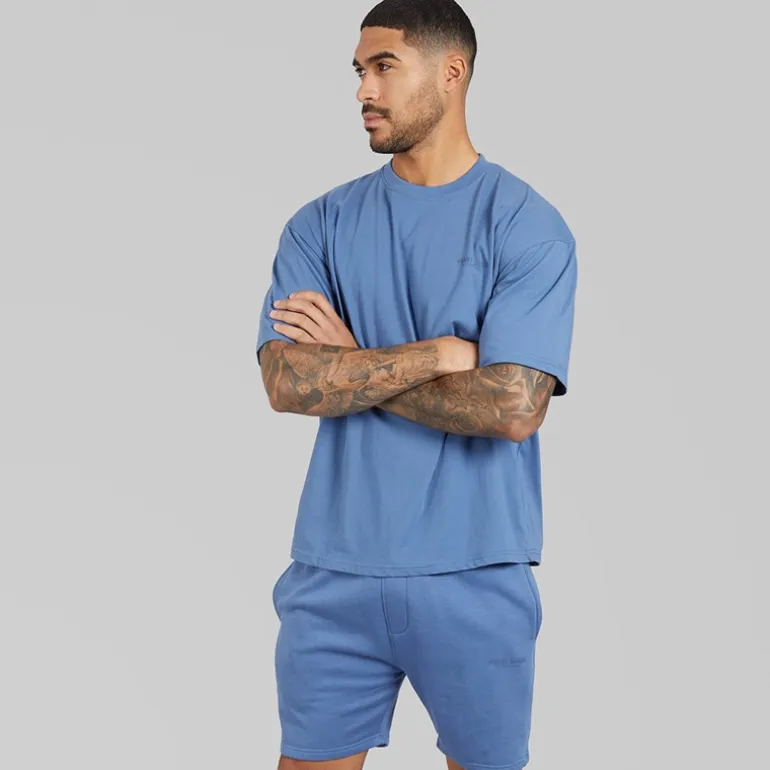 Avant Garde Herren Kreativ T Shirt Und Shorts Set Indigo Blue