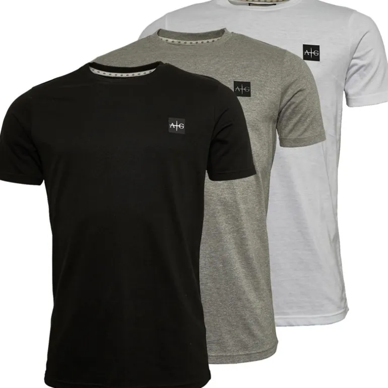 Avant Garde T-Shirts Herren Sawton 3er-Pack Schwarz/Weiß/Graumeliert