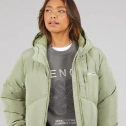 Bench Damen Eloraina Langer Kapuzen-Steppmantel Hell Khaki