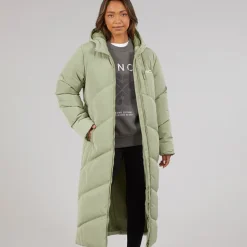 Bench Damen Eloraina Langer Kapuzen-Steppmantel Hell Khaki