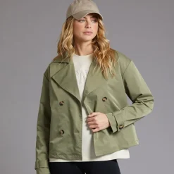 Bench Damen Hüftlange Trenchcoat Khaki