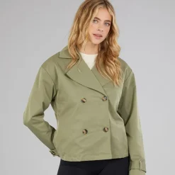Bench Damen Hüftlange Trenchcoat Khaki