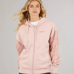 Bench Damen Liney Zip Thru Hoodie Hell Staubig Rosa