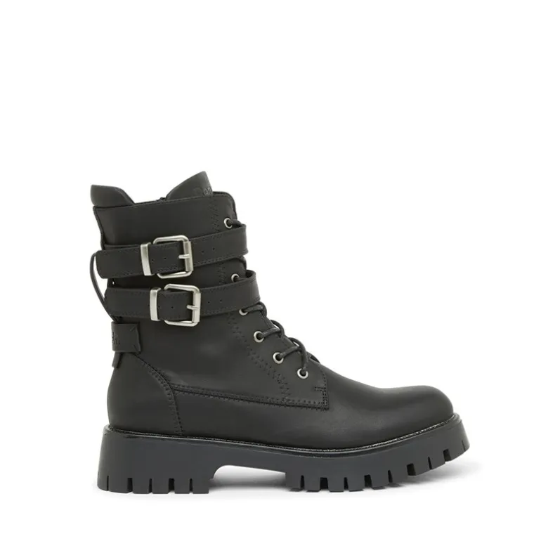 Bench Damen Tatton Schnallen Biker Stiefel Schwarz