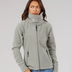 Bench Damen Trichter Microfleece Trainingsjacke Graphit Grau