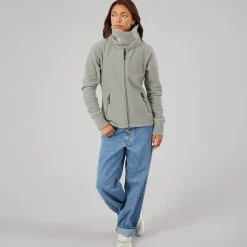 Bench Damen Trichter Microfleece Trainingsjacke Graphit Grau