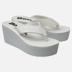 Bench Damen Urlaubs klobige Keil Zehentrenner White Pu