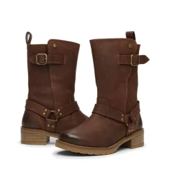 Bench Damen Wardour Schnallen Biker Stiefel Braun