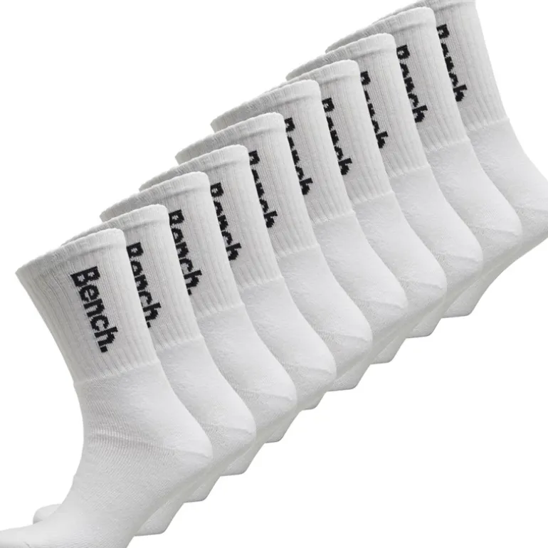 Bench Herren Ardal Zehn Pack Gepolsterte Crew Socken Weiß/Schwarz