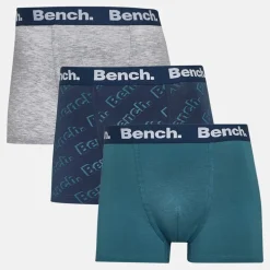 Bench Herren Bodhi 3er-Pack Boxershorts Marineblau AOP / Verblichen Blaugrün / Grau Meliert