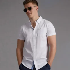 Bench Herren Bowdon Kurzarm Hemd Weiß