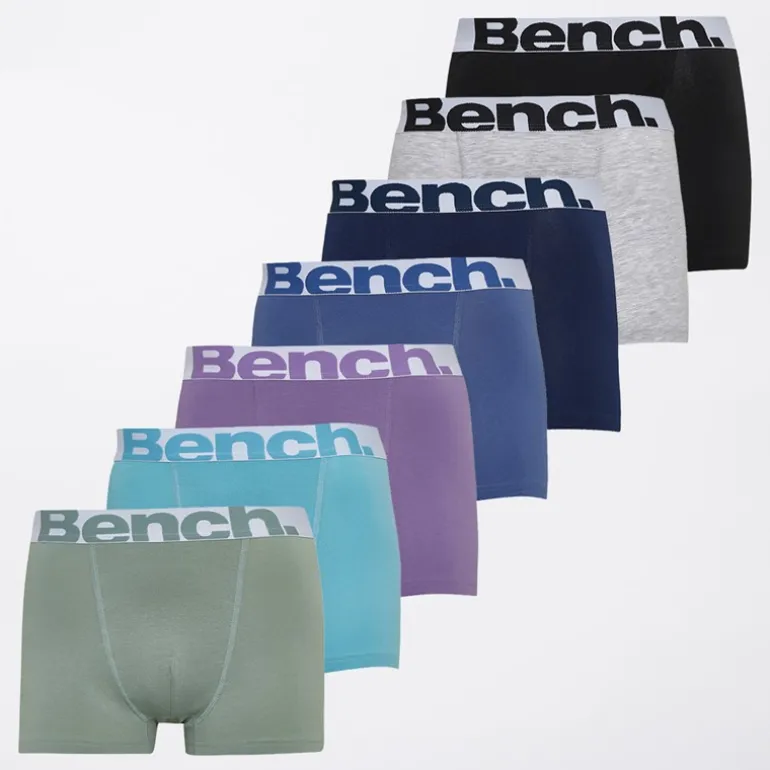 Bench Herren Darragh Sieben Pack Boxershorts Schwarz/Retro Blue/Navy/Dusted Grape/Grey Marl/Sage Green/Mid Blue