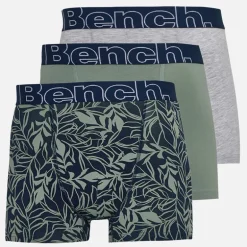 Bench Herren Dekker 3er-Pack Boxershorts Navy Aop/Sage Green/Grey Marl