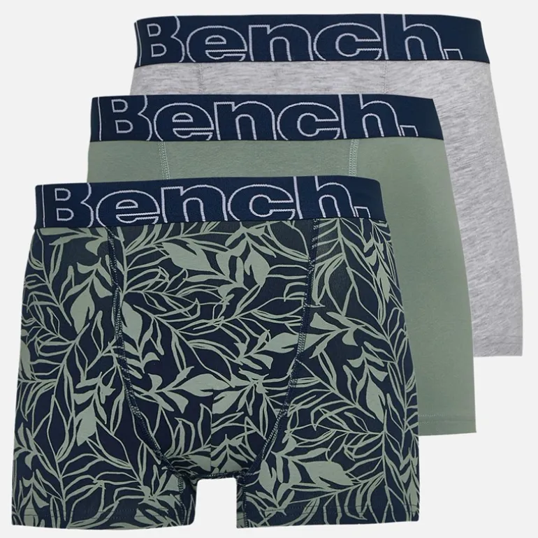 Bench Herren Dekker 3er-Pack Boxershorts Navy Aop/Sage Green/Grey Marl