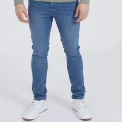 Bench Herren Eddie 22 Slim Fit Jeans Mittelblaue Waschung