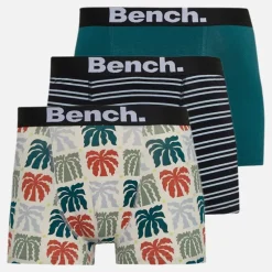 Bench Herren Geyord Drei Pack Boxershorts Ecru Aop/Teal/Yarn Dyed Stripes