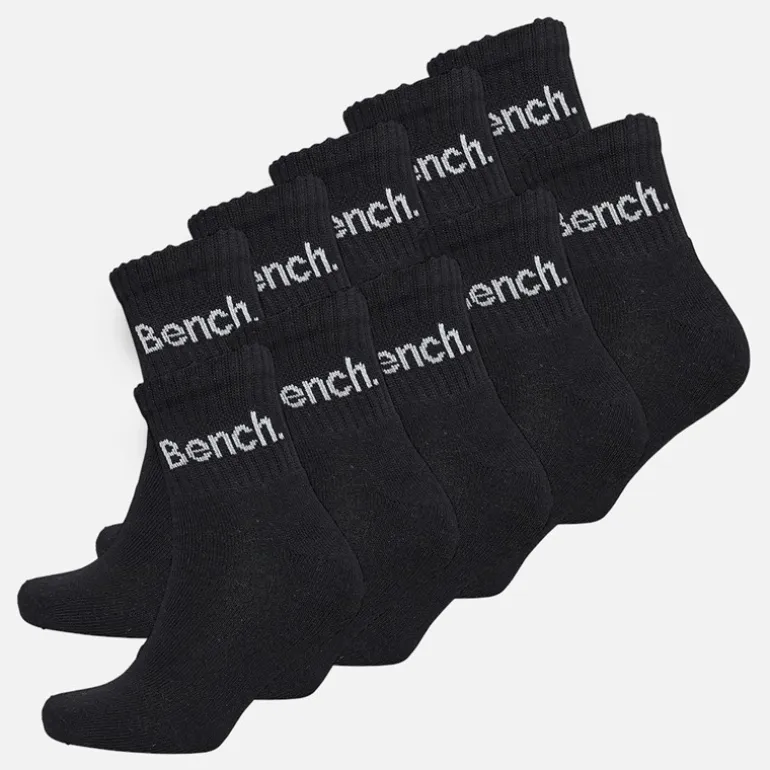 Bench Herren Kanter Zehnerpack Polster Viertel Crew Socken Schwarz