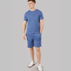 Bench Herren Ludar T Shirt Und Shorts Set Mid Blue