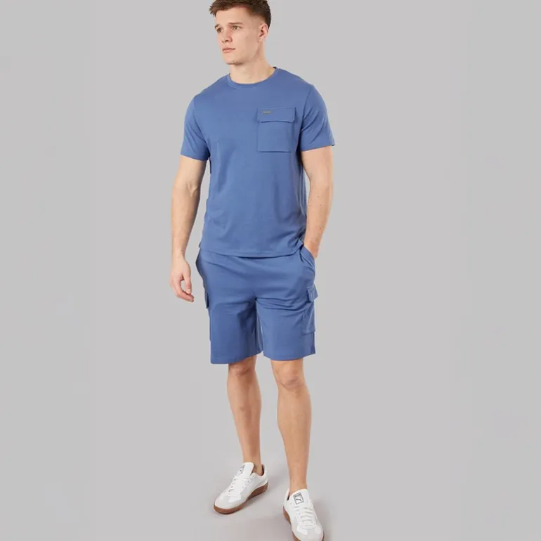 Bench Herren Ludar T Shirt Und Shorts Set Mid Blue