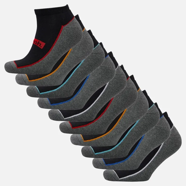 Bench Herren Morin Zehnerpack Turnschuh Socken Mit Frottee Fussbett Schwarz