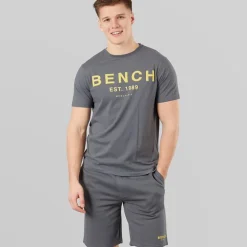Bench Herren Nuvero T Shirt Und Shorts Set Steel Grey