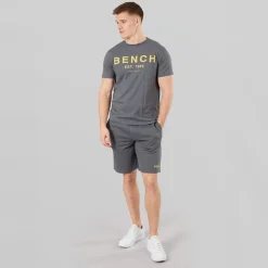 Bench Herren Nuvero T Shirt Und Shorts Set Steel Grey
