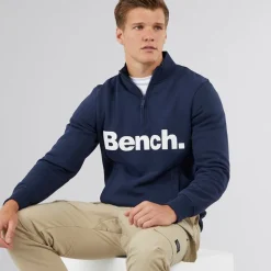 Bench Herren Plinth Punkte 1 / 4 Reißverschluss Trichterkragen Sweatshirt Marineblau