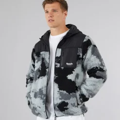 Bench Herren Sableo Fleece Kapuzenpullover Schwarz Camouflage