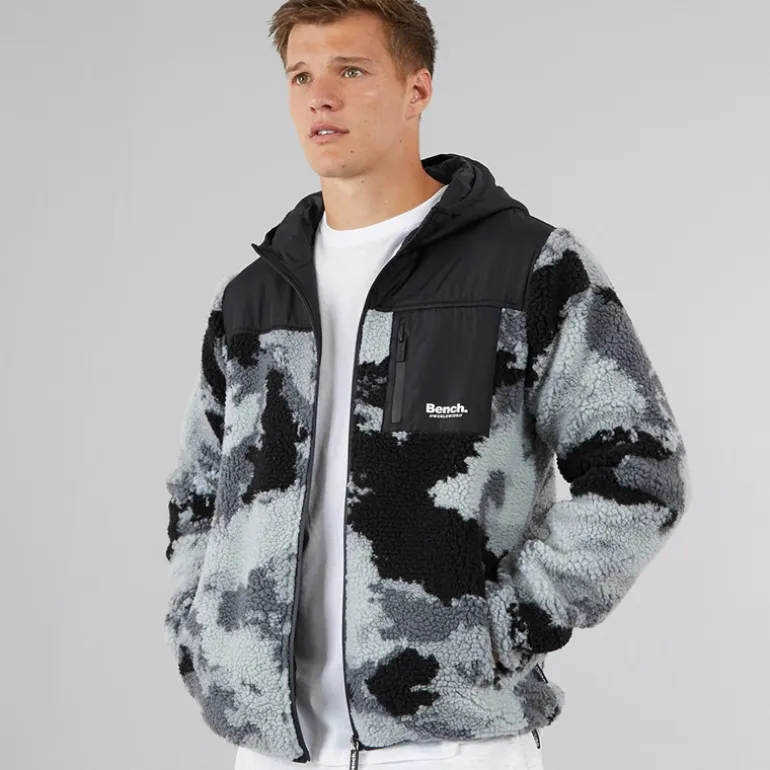 Bench Herren Sableo Fleece Kapuzenpullover Schwarz Camouflage