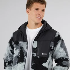 Bench Herren Sableo Fleece Kapuzenpullover Schwarz Camouflage