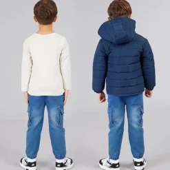 Bench Junge Daunenmantel T Shirt und Jeans Set Blau