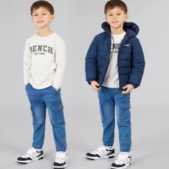 Bench Junge Daunenmantel T Shirt und Jeans Set Blau