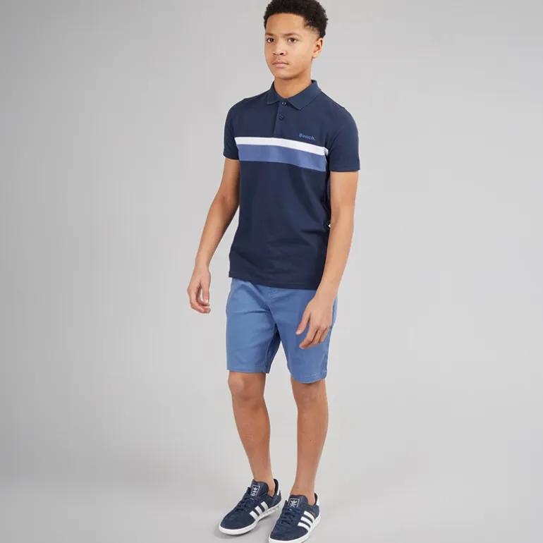 Bench Junge Litras Polo Shirt und Shorts Set Navy/Mid Blue