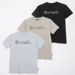 Bench Junge Lockin 3er-Pack T Shirts Frost Grey/Schwarz/Blue Aura