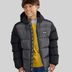 Bench Junge Vireo Kapuzen Daunenjacke Dark Grey/Schwarz