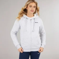 Bench Kapuzenpullover Damen Mintz Teddy gefüttert mit Reißverschluss Grau Melange