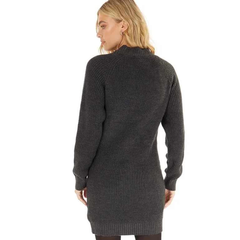 Bench Kleid Karlie Strick Schwarz Melange Damen