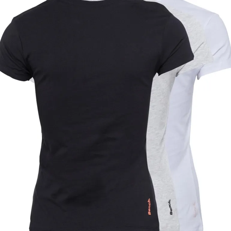Bench T-Shirts Damen Jada Drei Pack Schwarz / Grau Melange / Weiß