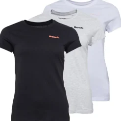 Bench T-Shirts Damen Jada Drei Pack Schwarz / Grau Melange / Weiß