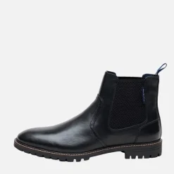 Ben Sherman Herren Baron Leder Chelsea Stiefel Schwarz