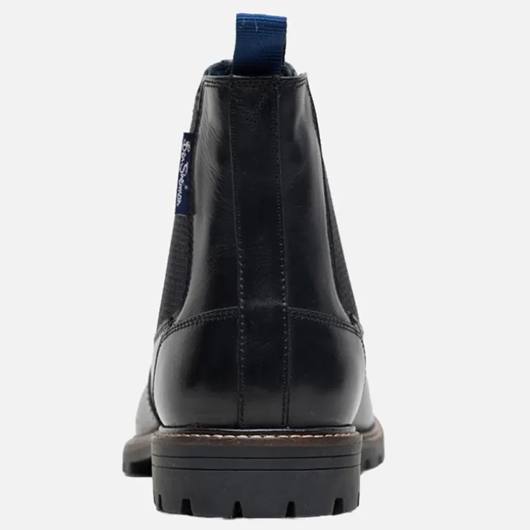 Ben Sherman Herren Baron Leder Chelsea Stiefel Schwarz
