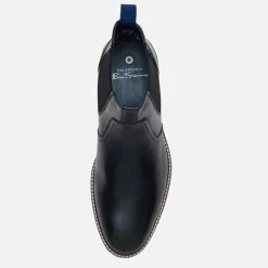 Ben Sherman Herren Baron Leder Chelsea Stiefel Schwarz