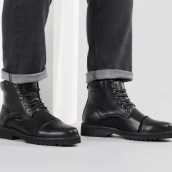 Ben Sherman Herren Chesterley Zehenkappe Stiefel Schwarz Genarbt