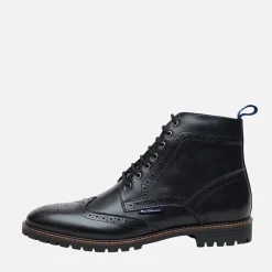 Ben Sherman Herren Duke Leder Brogue Stiefel Schwarz