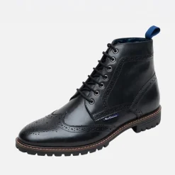 Ben Sherman Herren Duke Leder Brogue Stiefel Schwarz