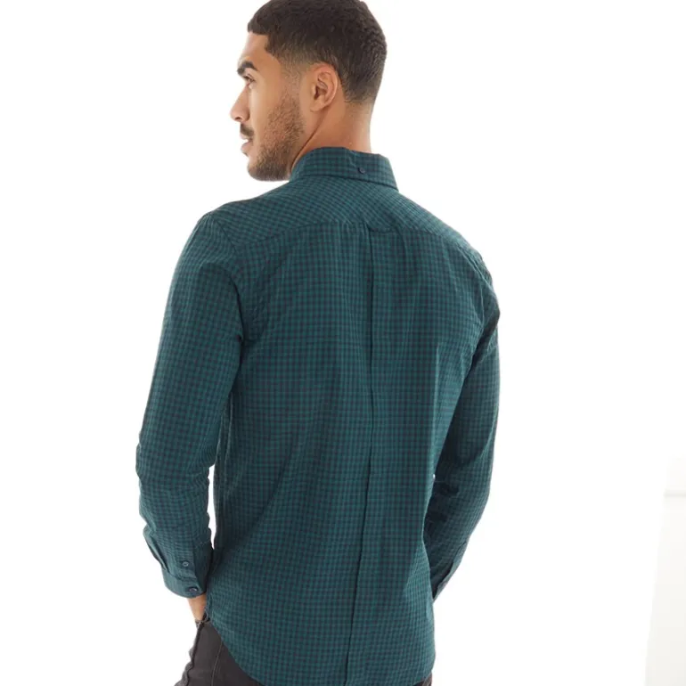 Ben Sherman Herren Gingham Hemd mit langem Arm Grün